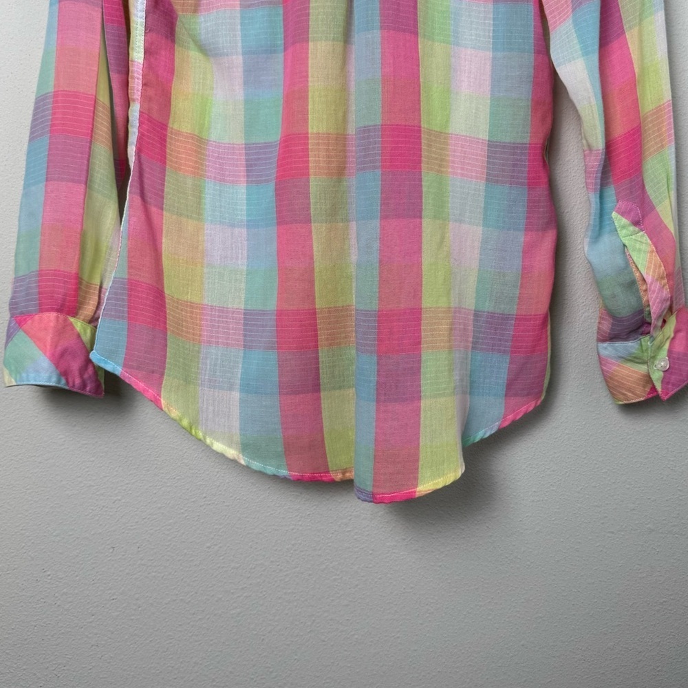 Rails Taylor Gauze‎ Button-Down Shirt in Rainbow Bright Plaid Size Small - Picture 9 of 14